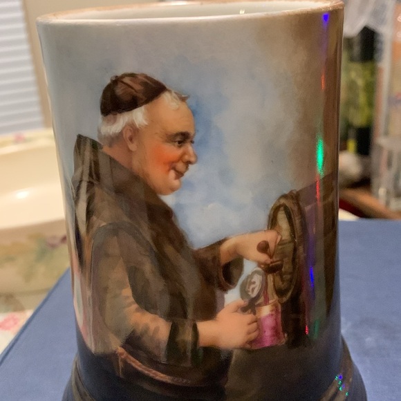 Antique Limoges J.P.L. France Jean Pouyat Limoges Beer Stein Monk At Keg - Picture 8 of 13